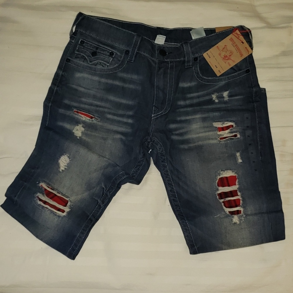 TRUE RELIGION MENS PLAID LINING STRAIGHT JEAN FLAP - Picture 6 of 7